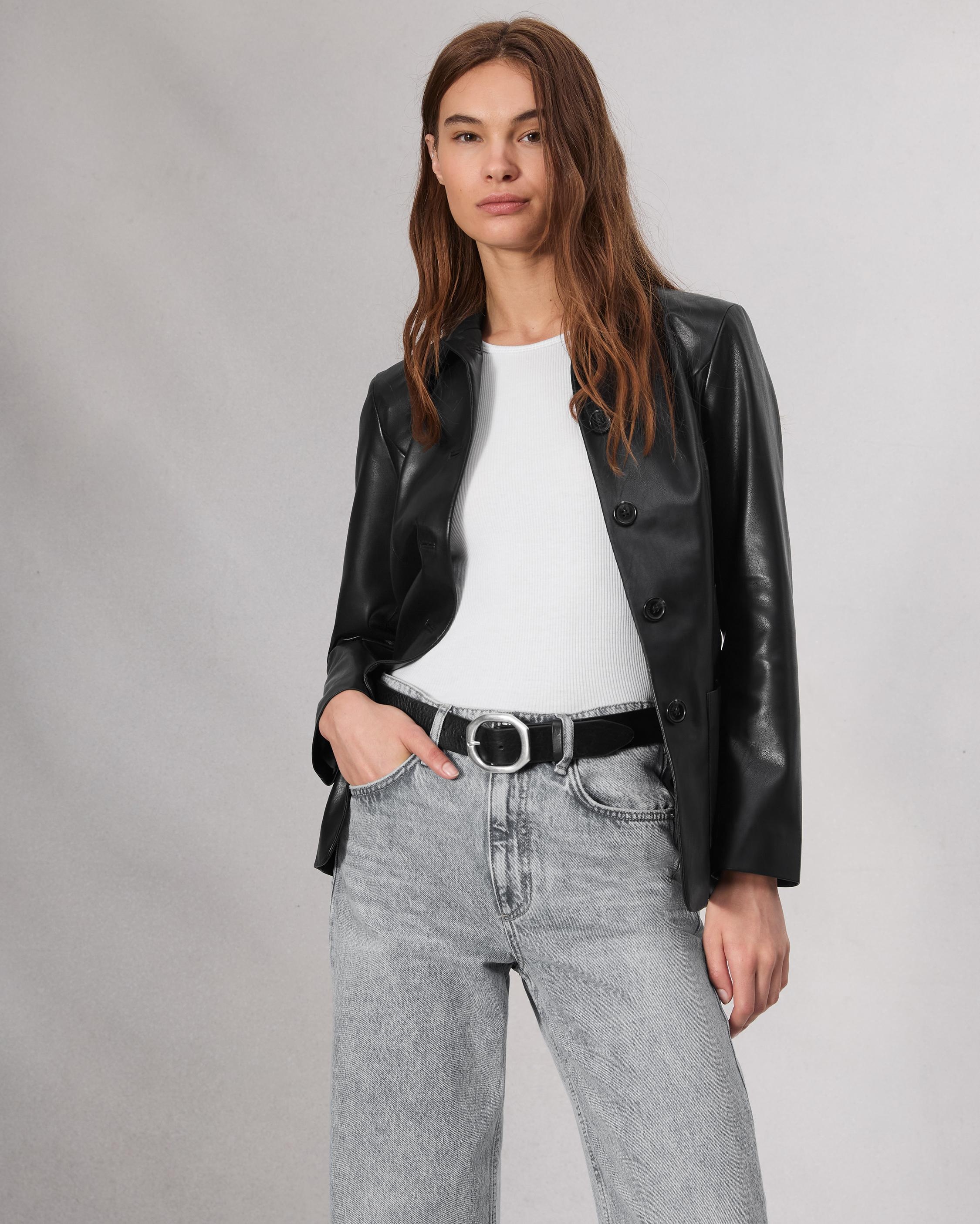 Drew Faux Leather Blazer - 7