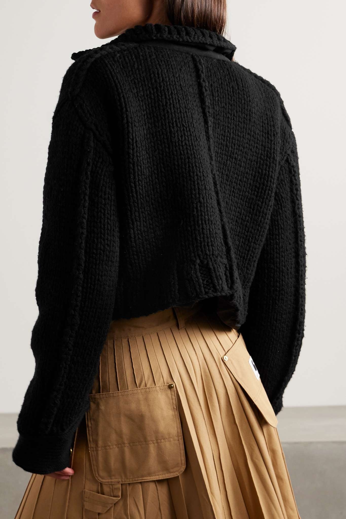 + Carhartt WIP cropped canvas-trimmed ribbed wool-blend jacket - 4