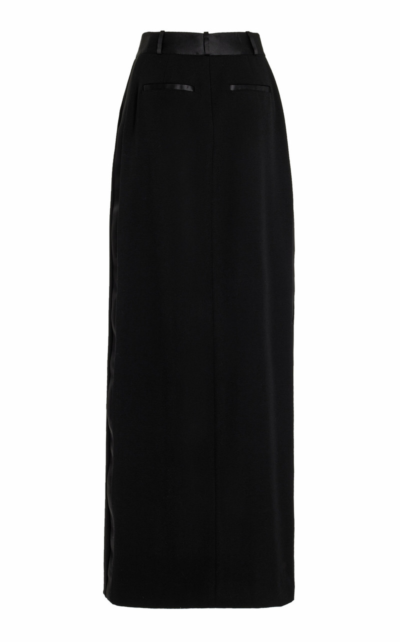 Clarisse Satin Combo Overlap Maxi Skirt black 6