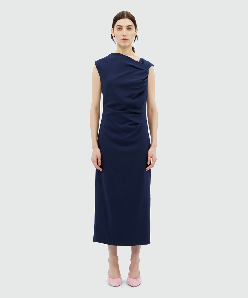 MSGM Draped midi dress in blue canvas outlook