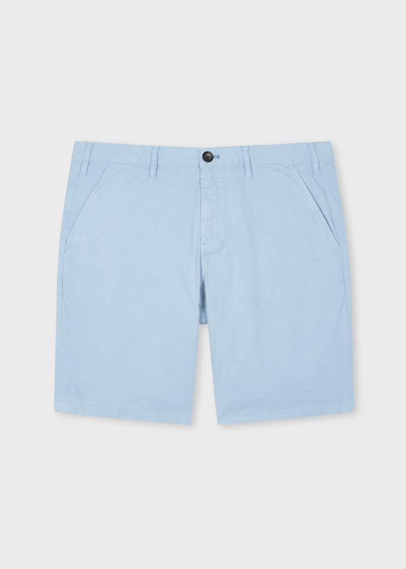 Light Blue Cotton-Twill 'Broad Stripe Zebra' Shorts 1