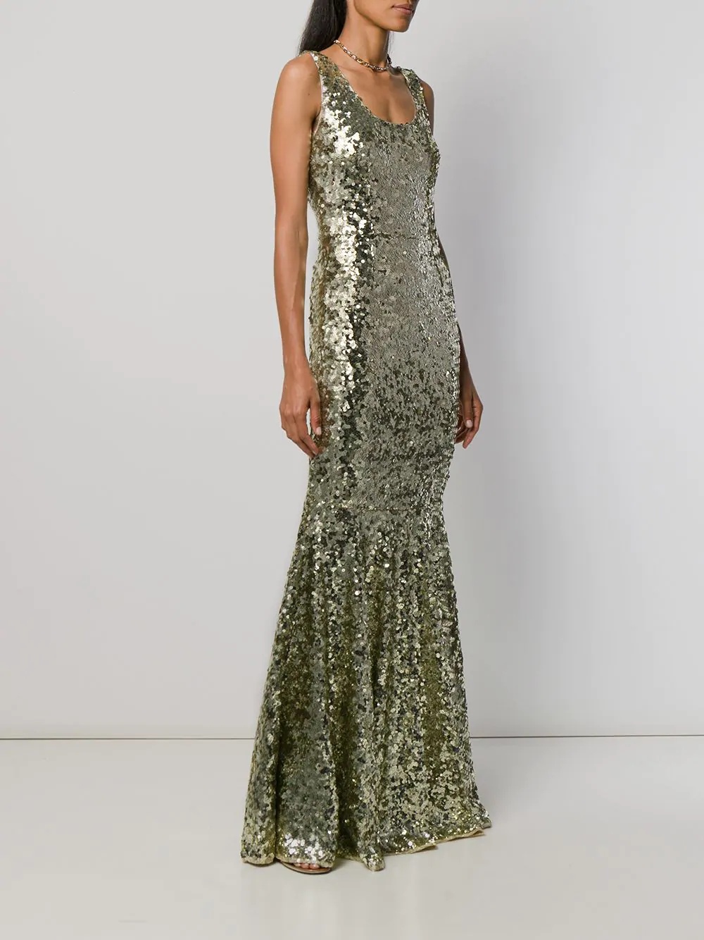 sequin embroidered long gown - 3