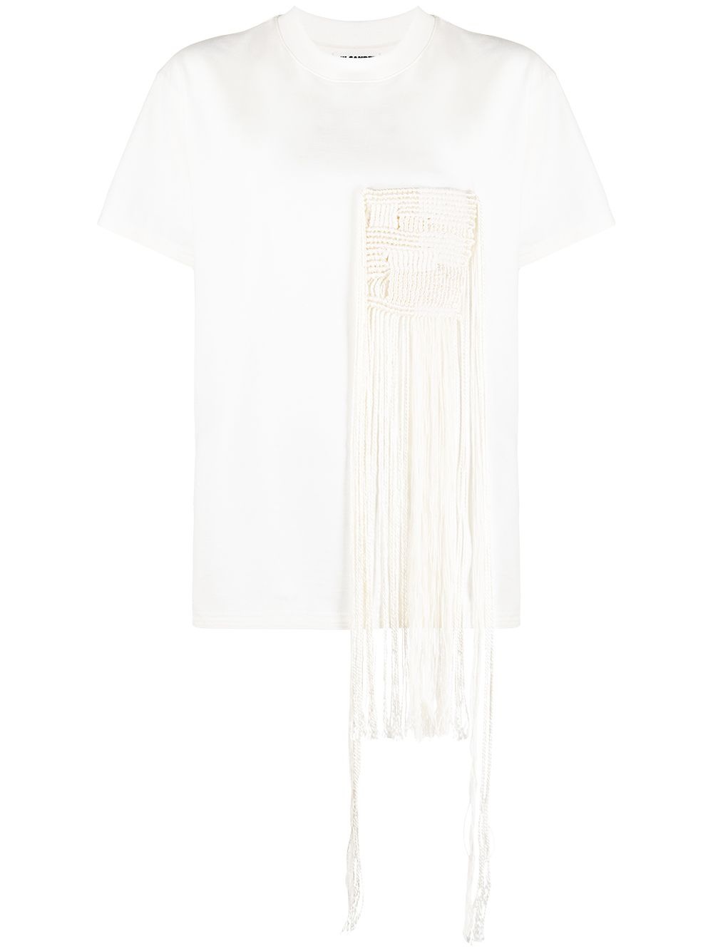 fringed pocket detail T-shirt - 1