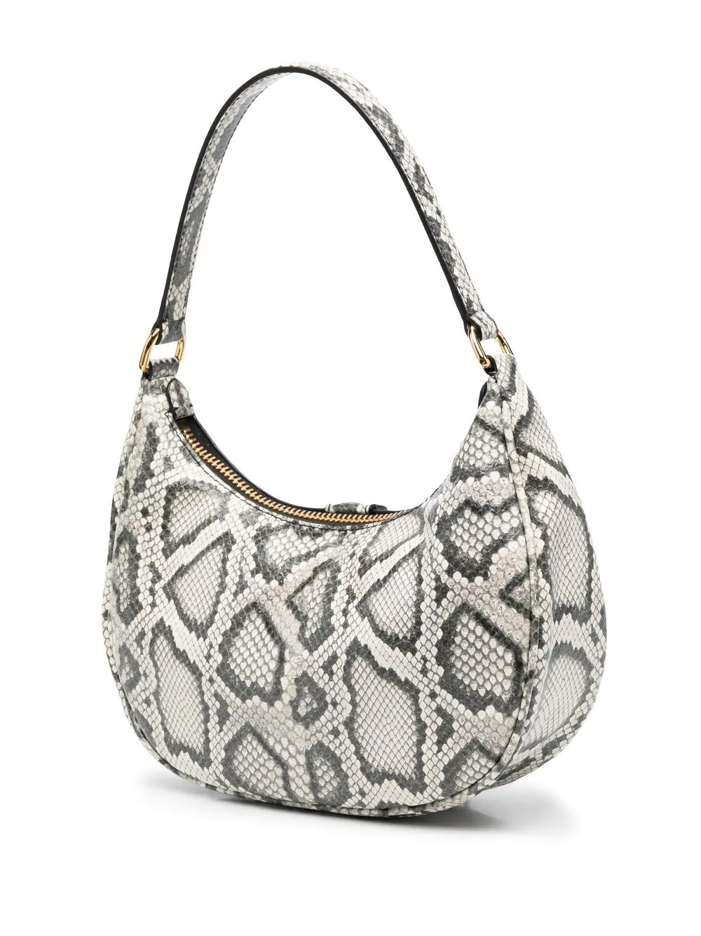 snakeskin-effect leather shoulder bag - 3