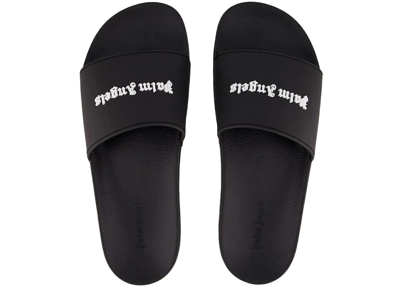 Palm Angels Classic Logo Pool Slides Black White - 2