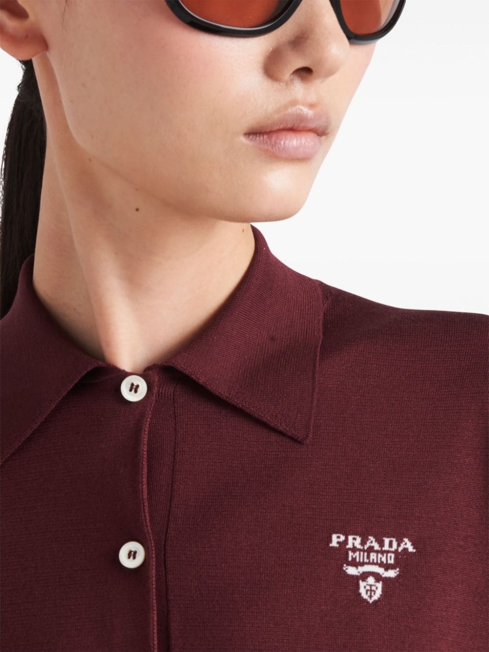 embroidered-logo silk polo shirt - 4