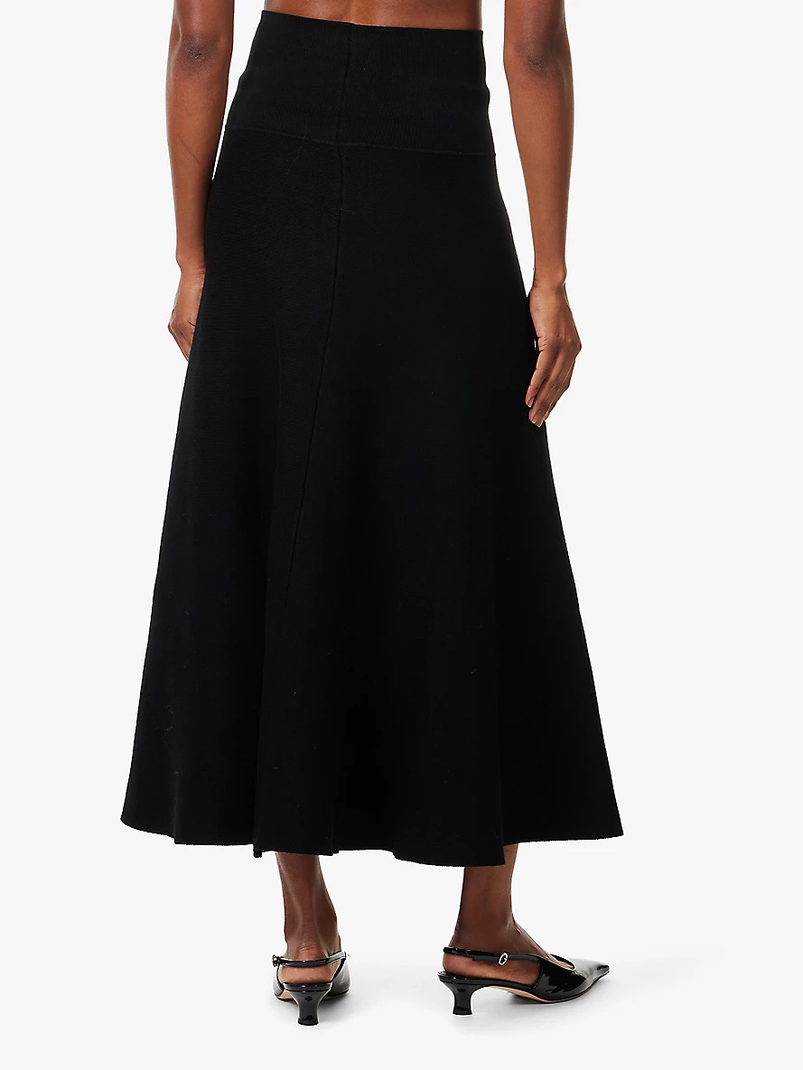 Gabrielle A-line knitted midi skirt - 4