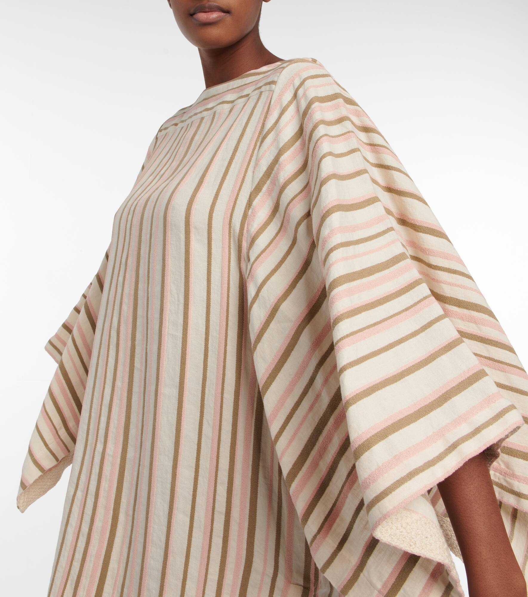 Striped linen-blend midi dress - 4
