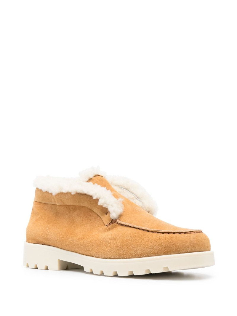 Santoni shearling suede loafers outlook