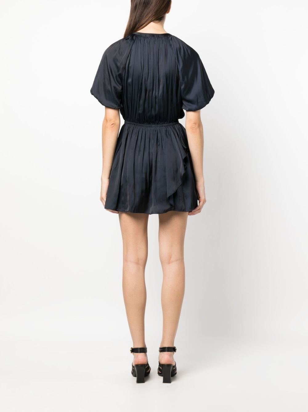 Romina puff-sleeve ruched mini dress - 4