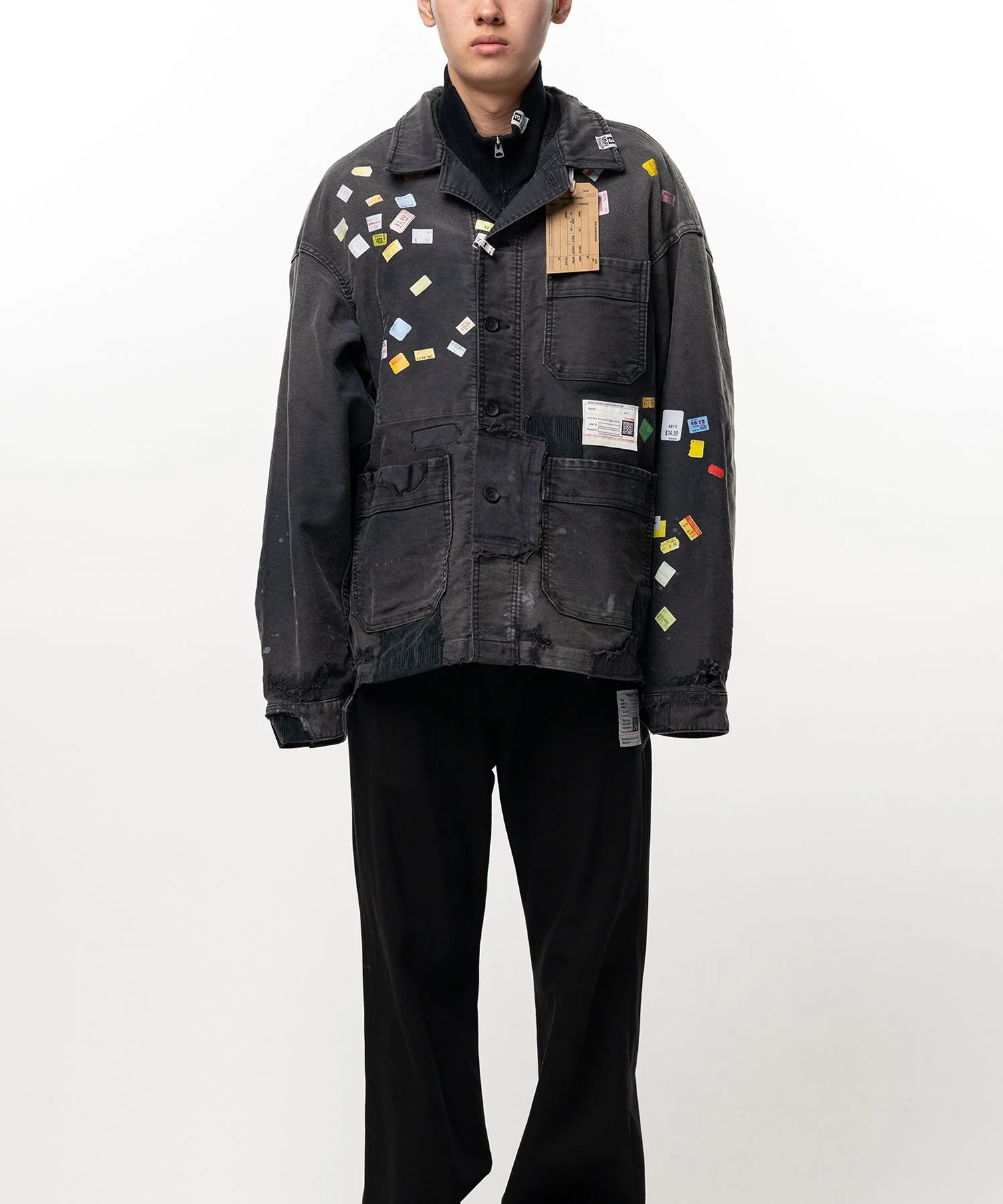 Price Tag Sticker Printed Repair Coverall Shirt - 1