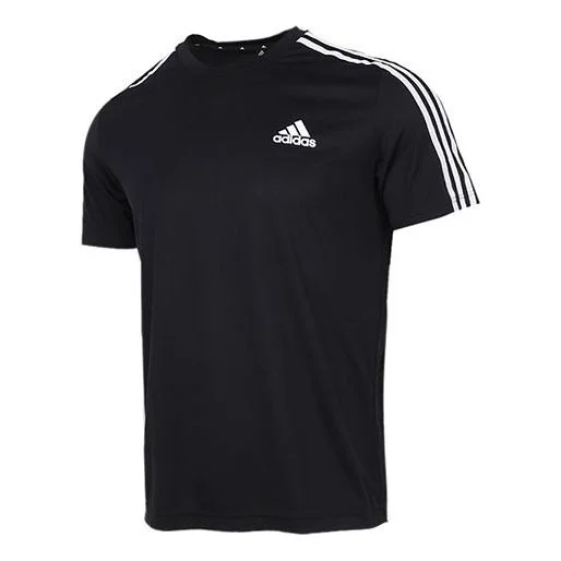 adidas M 3s T Casual Sports Side Stripe Round Neck Short Sleeve Black GM2105 - 1