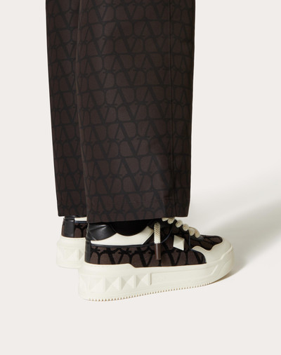 Valentino ONE STUD XL LOW-TOP SNEAKER IN NAPPA LEATHER AND TOILE ICONOGRAPHE FABRIC outlook