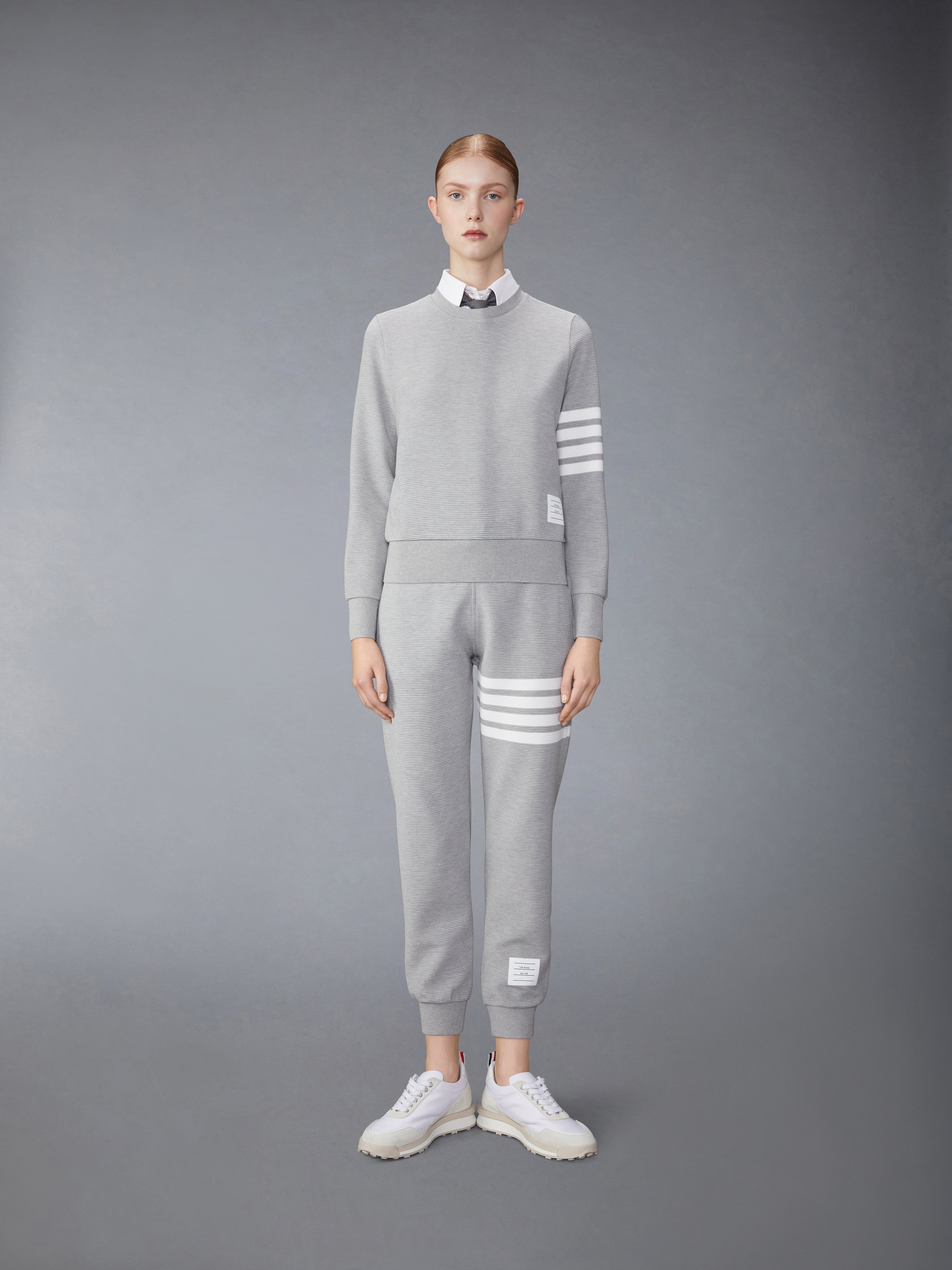 COTTON OTTOMAN RIB 4-BAR CREW NECK SWEATSHIRT - 4