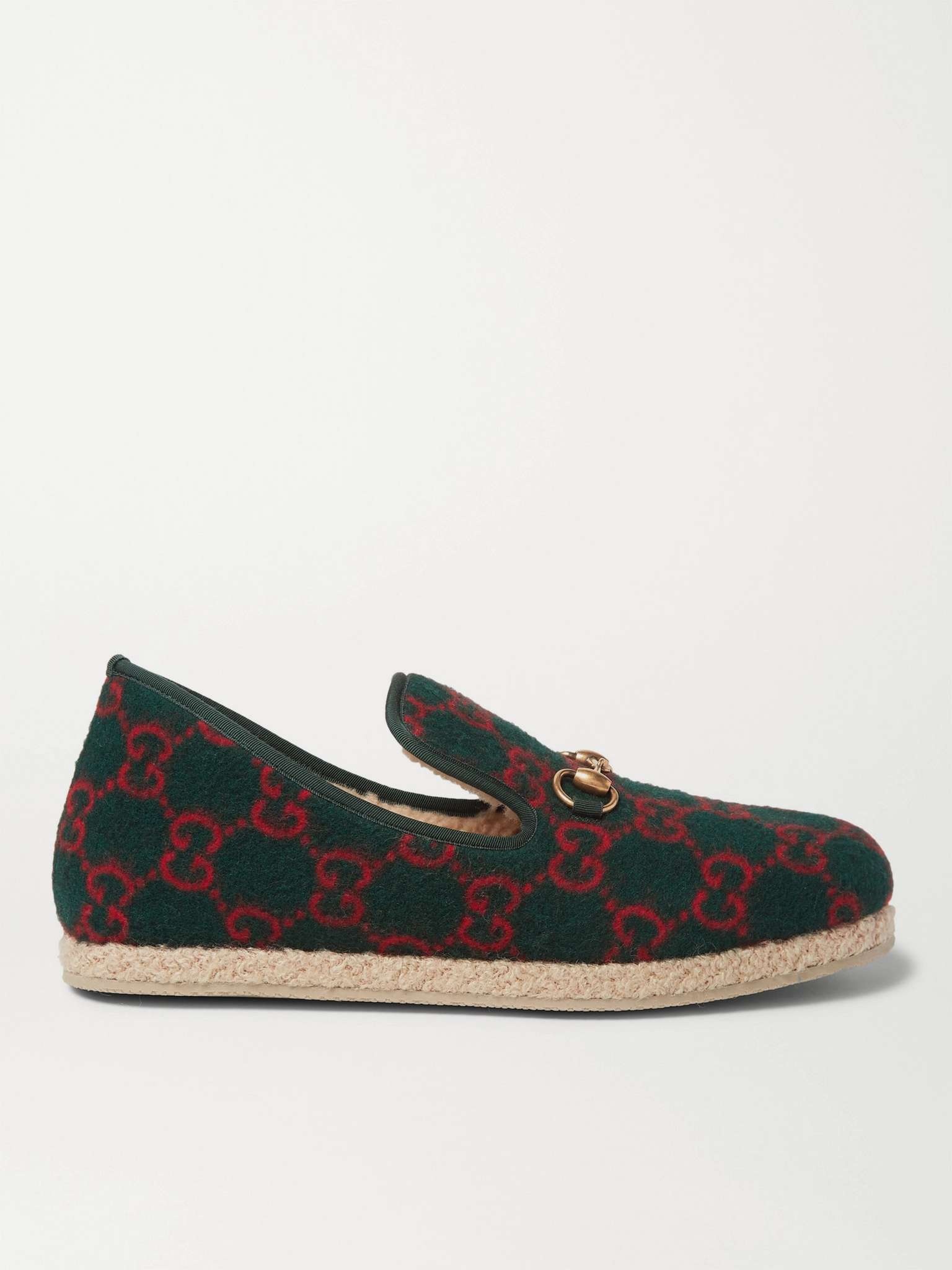 Horsebit Logo-Print Merino Wool Loafers - 1