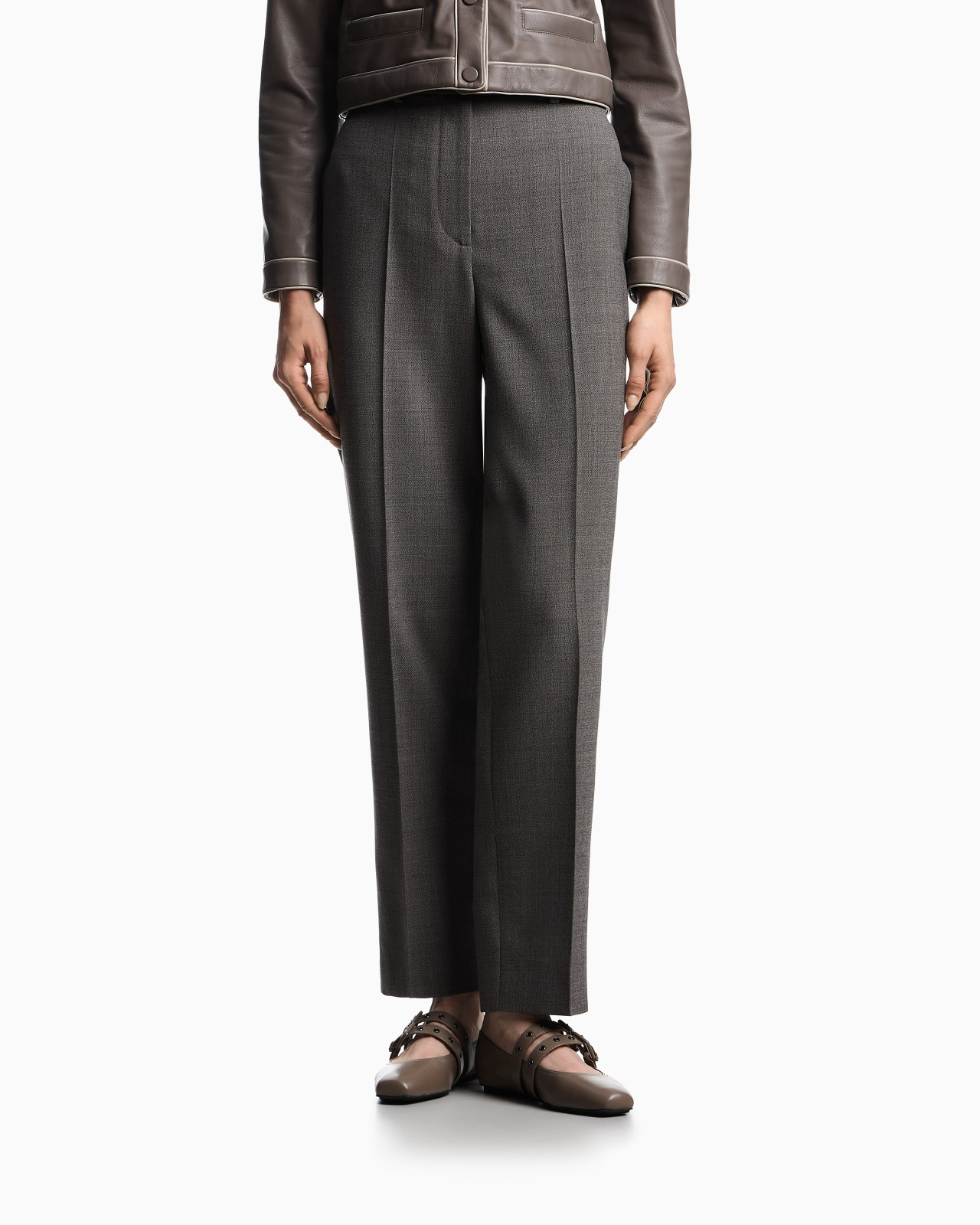 MOULINÉ CRÊPE WOOL TROUSERS - 4
