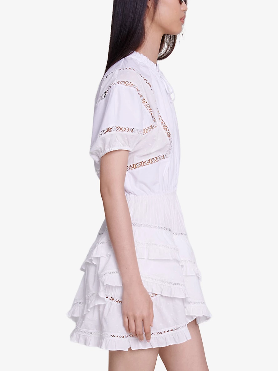 Guipure-embroidered cotton mini dress - 3