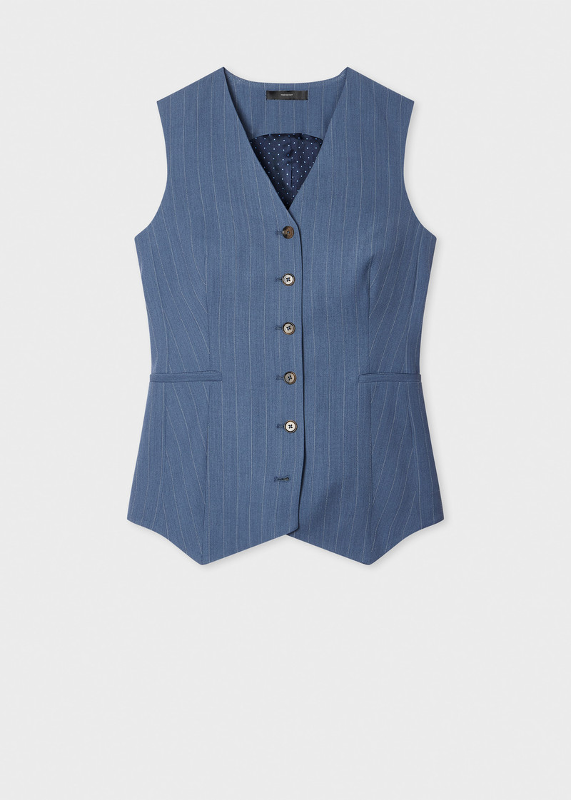 Women's Slate Blue Viscose-Wool Waistcoat 1