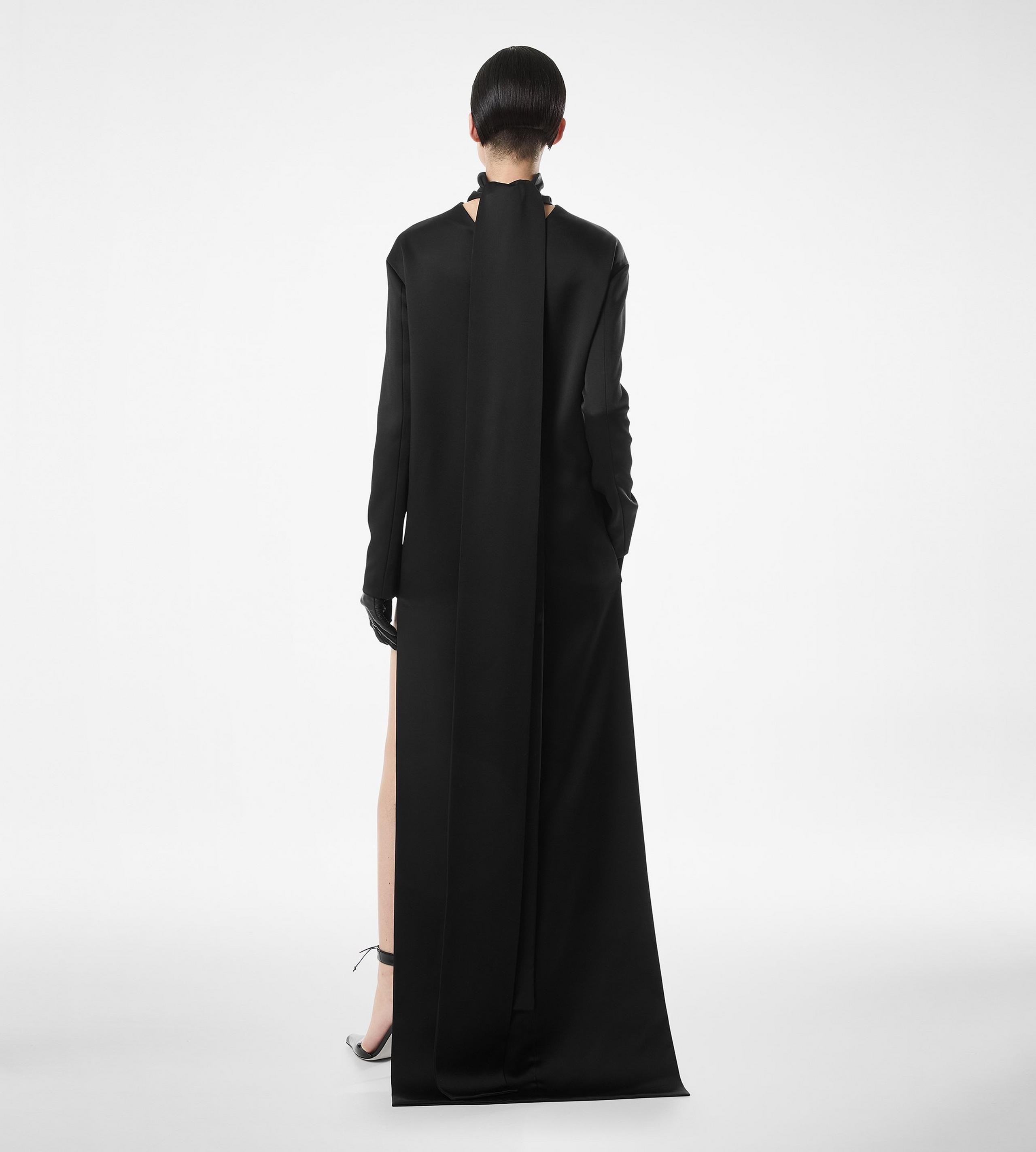 SHINY CREPE MOCK NECK COCKTAIL DRESS - 4