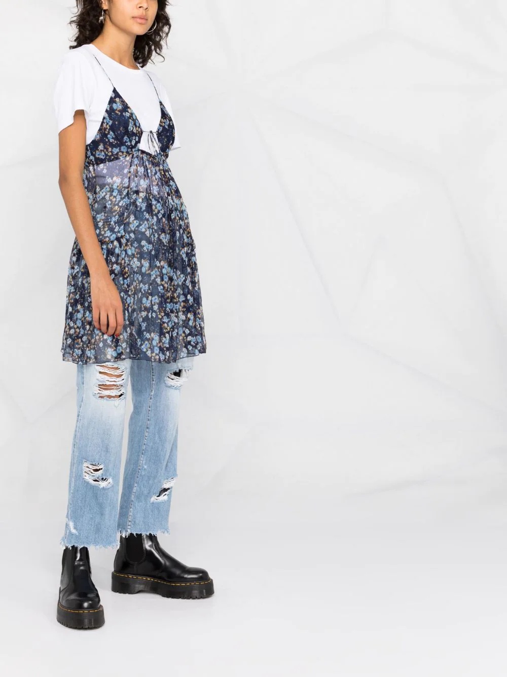 floral silk mini dress - 4