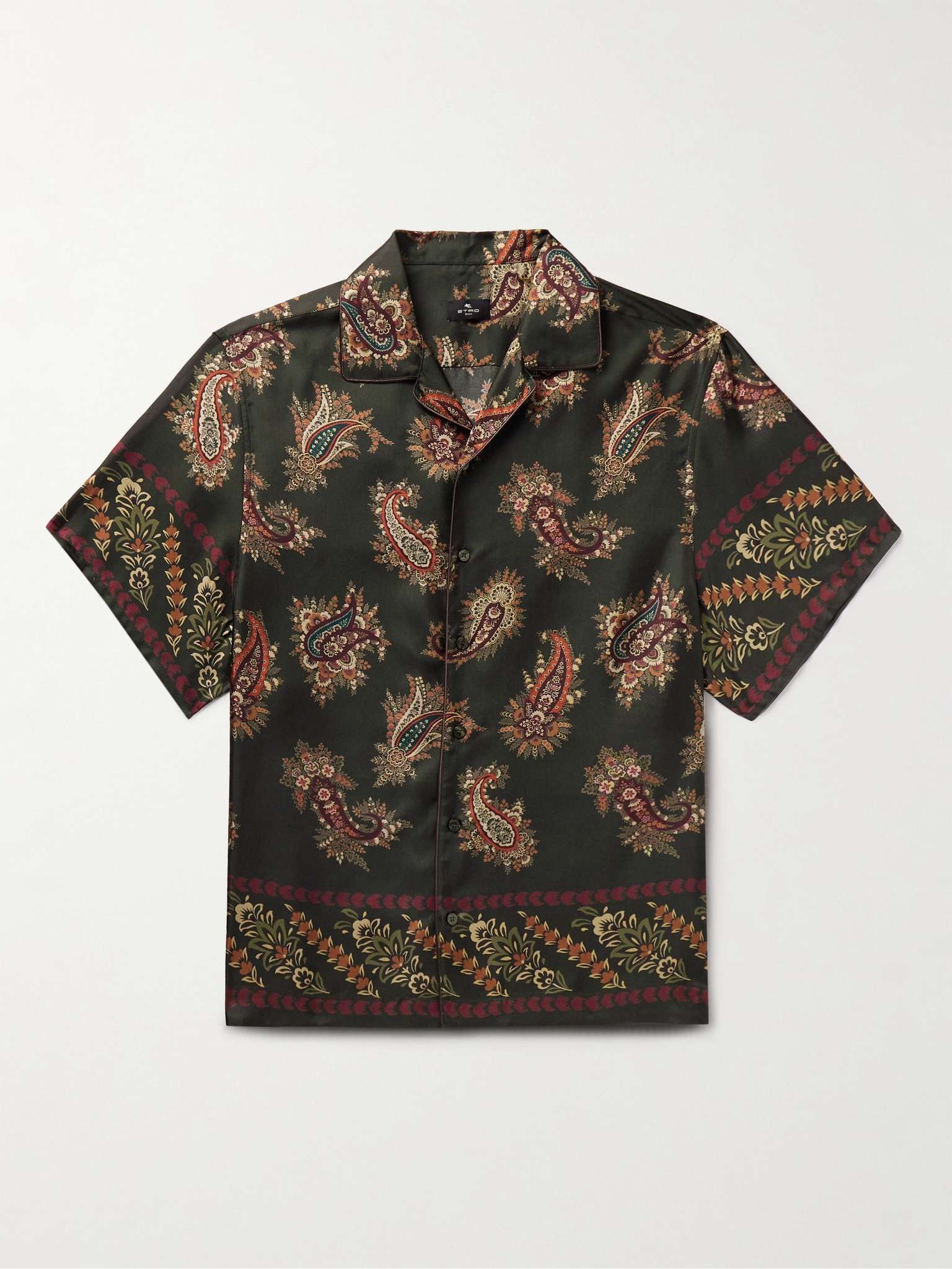 Camp-Collar Paisley-Print Silk-Twill Shirt - 1