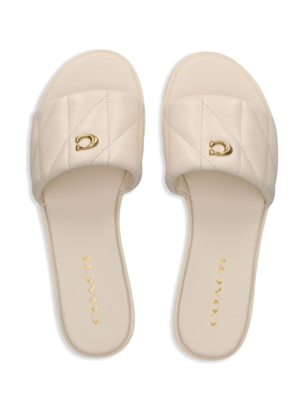 logo-plaque leather slides - 4