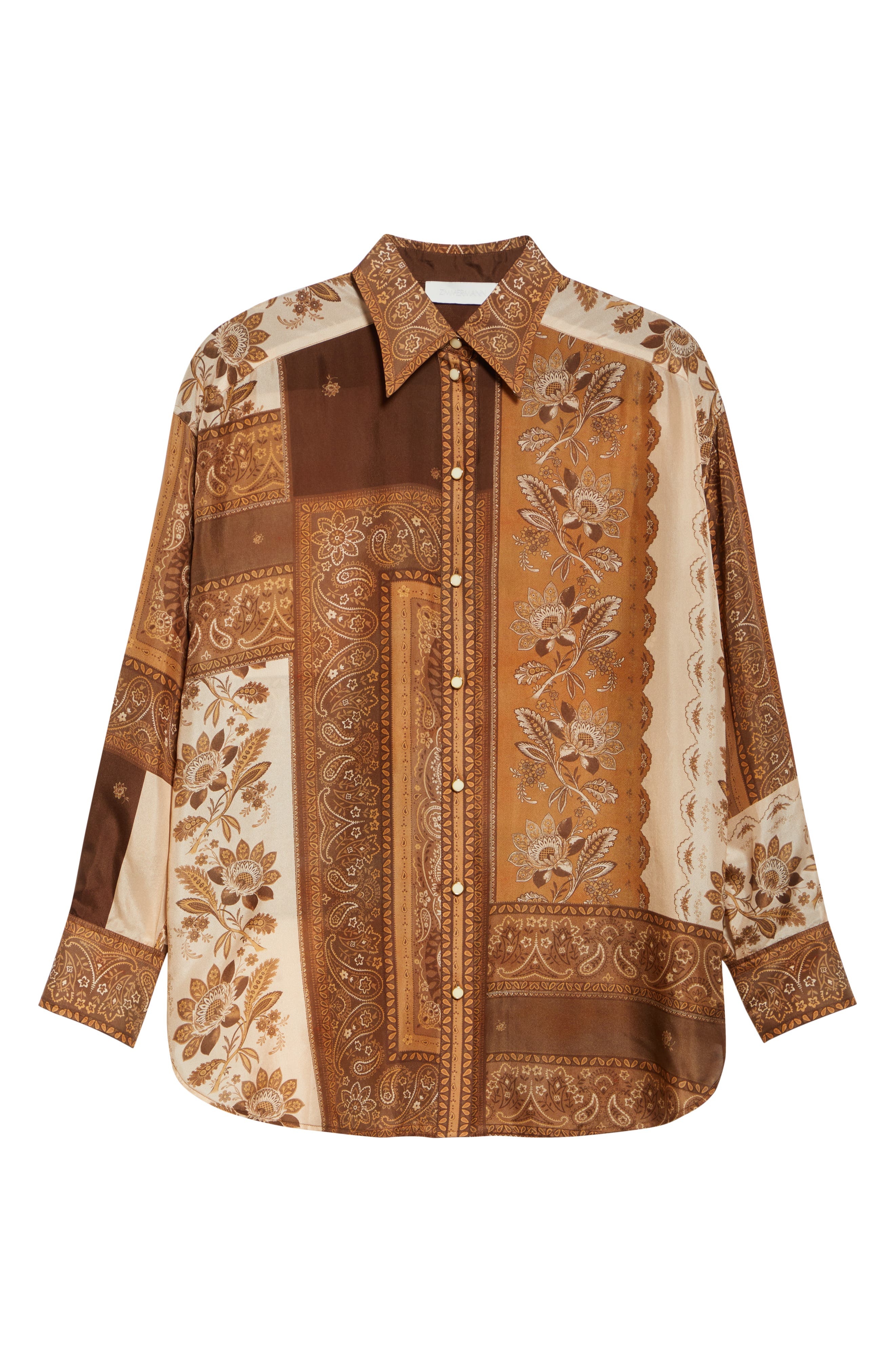 Zimmermann Lucky Oversize Silk Button-Up Shirt in Chocolate Bandana at Nordstrom - 5