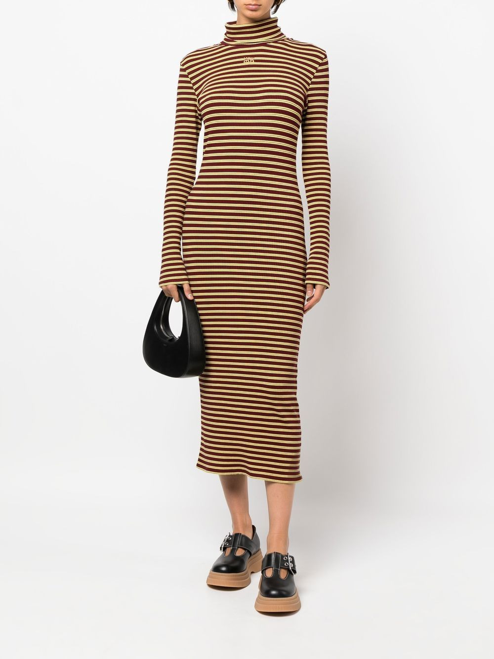 striped roll neck knitted dress - 2