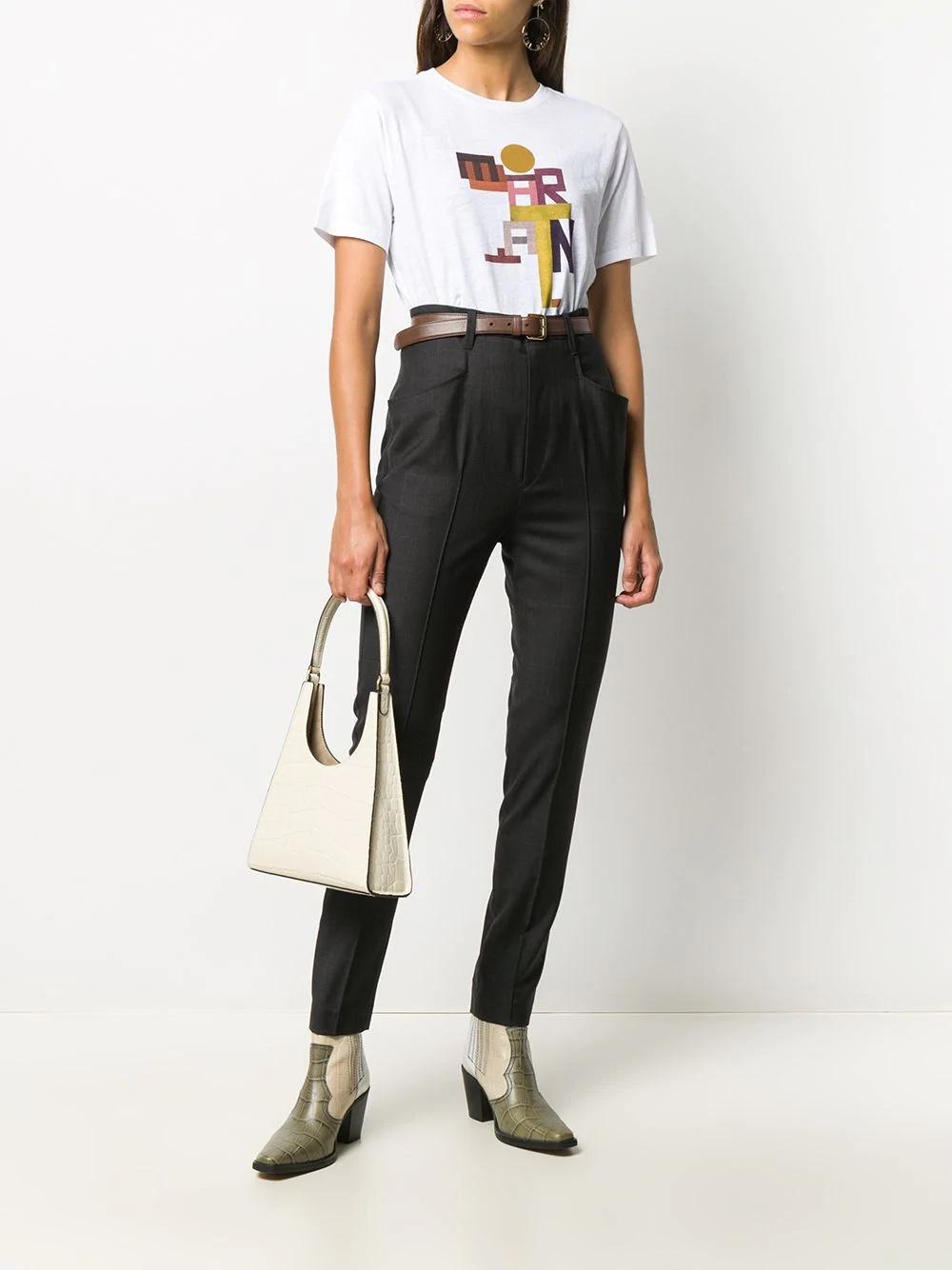 check-print tapered trousers - 2