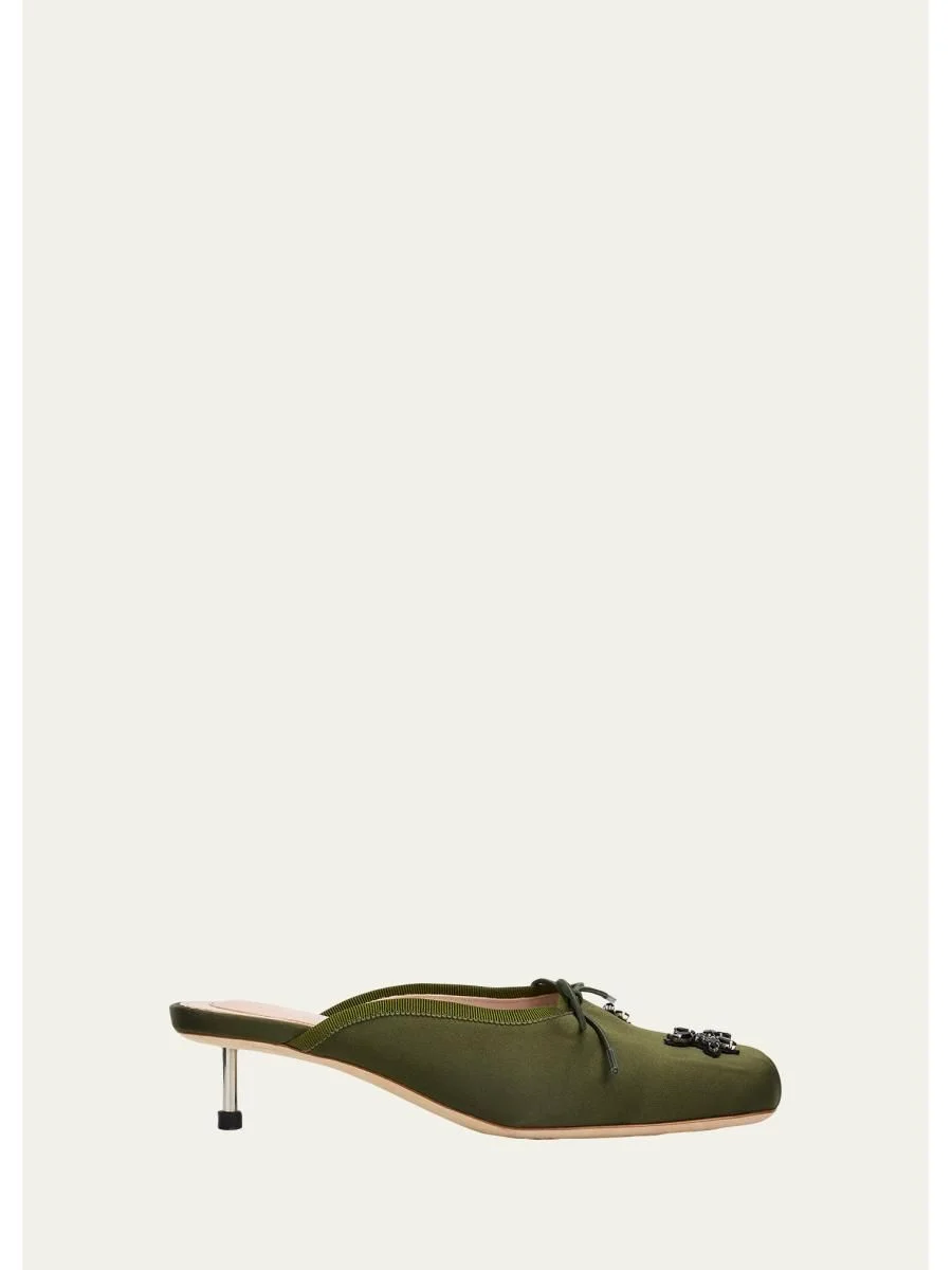 40mm Pointe Embellished Satin Ballerina Mules - 1