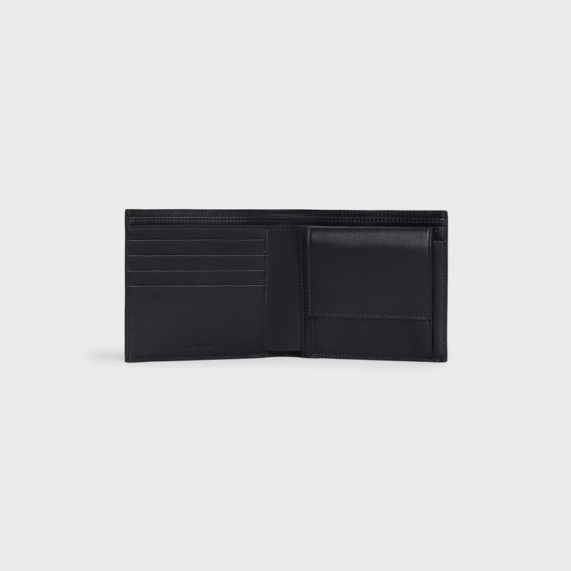 Bi-fold Wallet with Coin Compartment in grained calfskin 5