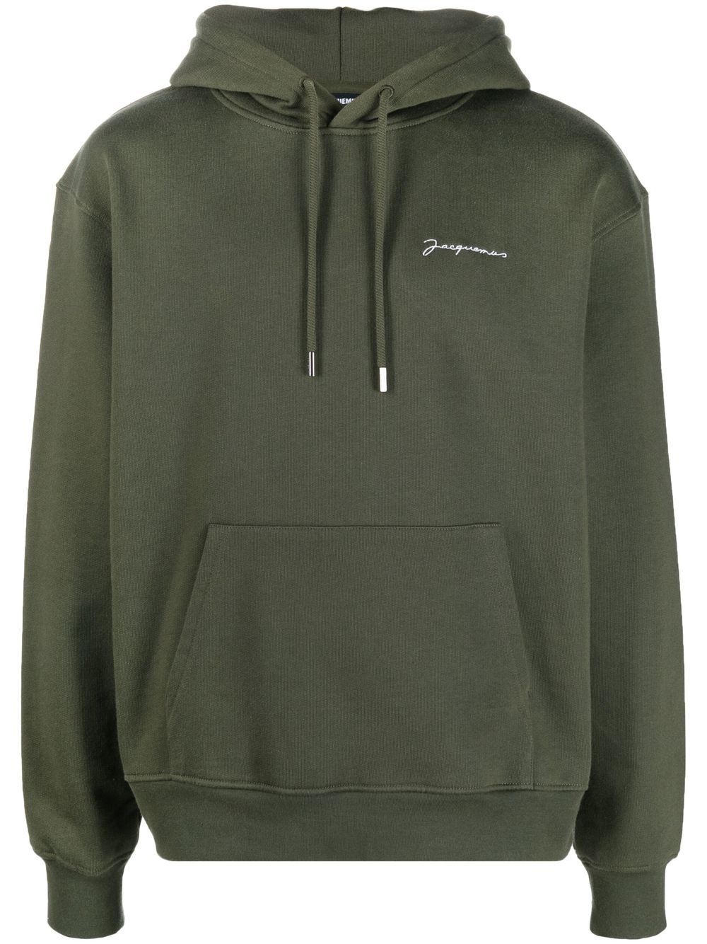 logo-embroidered drawstring hoodie - 1