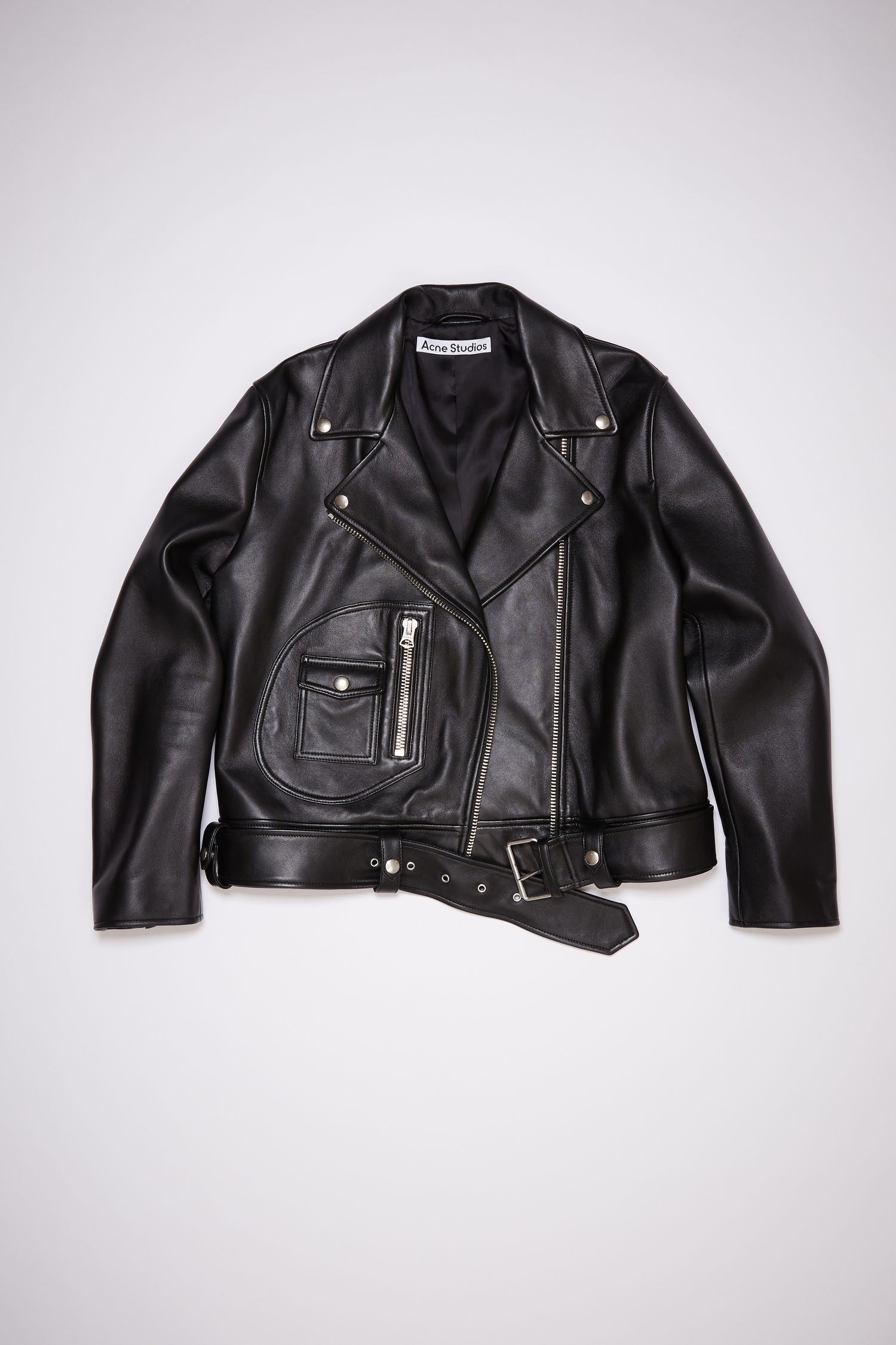 Leather biker jacket - Black - 1