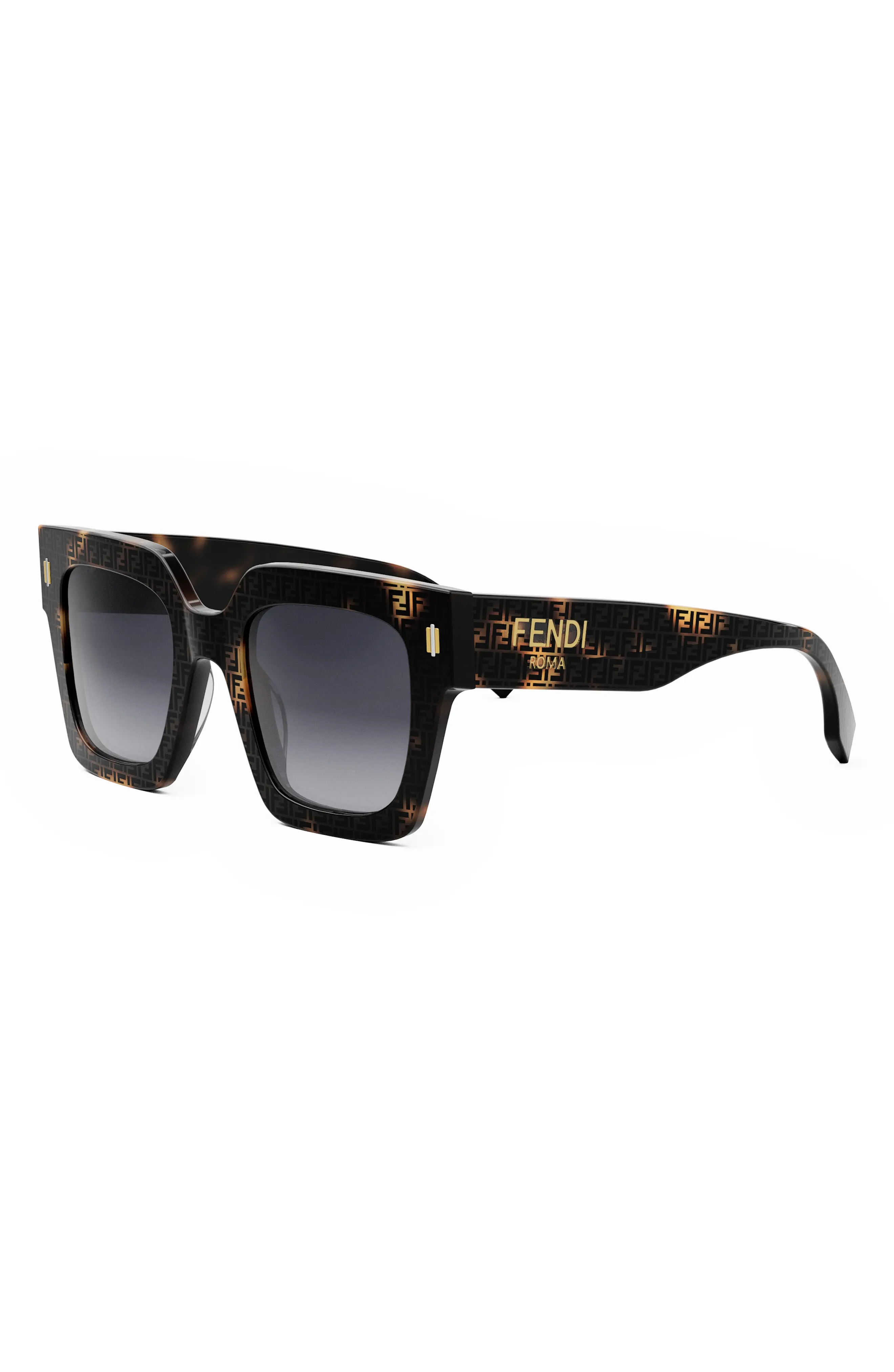 'Fendi Roma 50mm Square Sunglasses in Havana /Gradient Smoke - 2