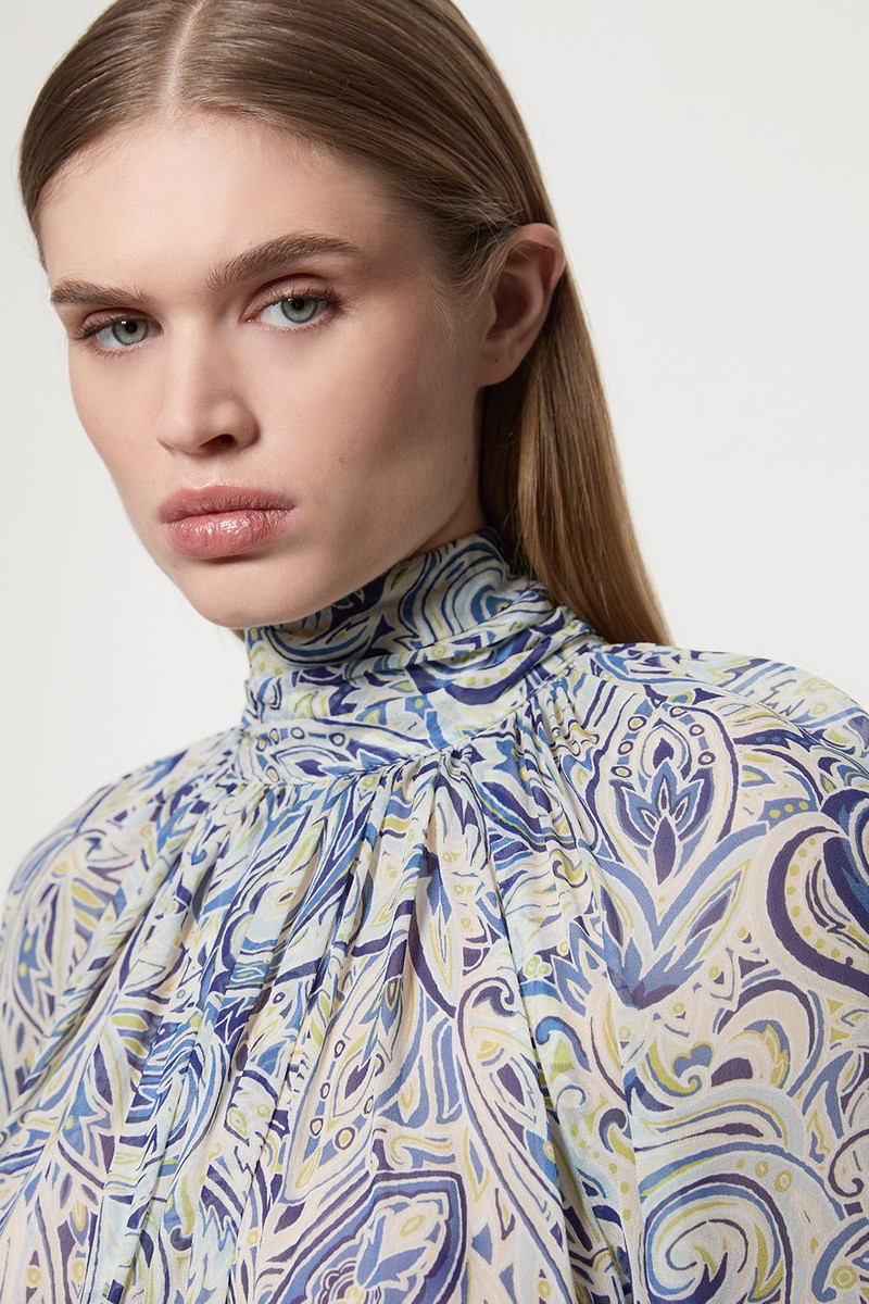 Viscose Crinkle Paisley Frill Detail Tunic 5