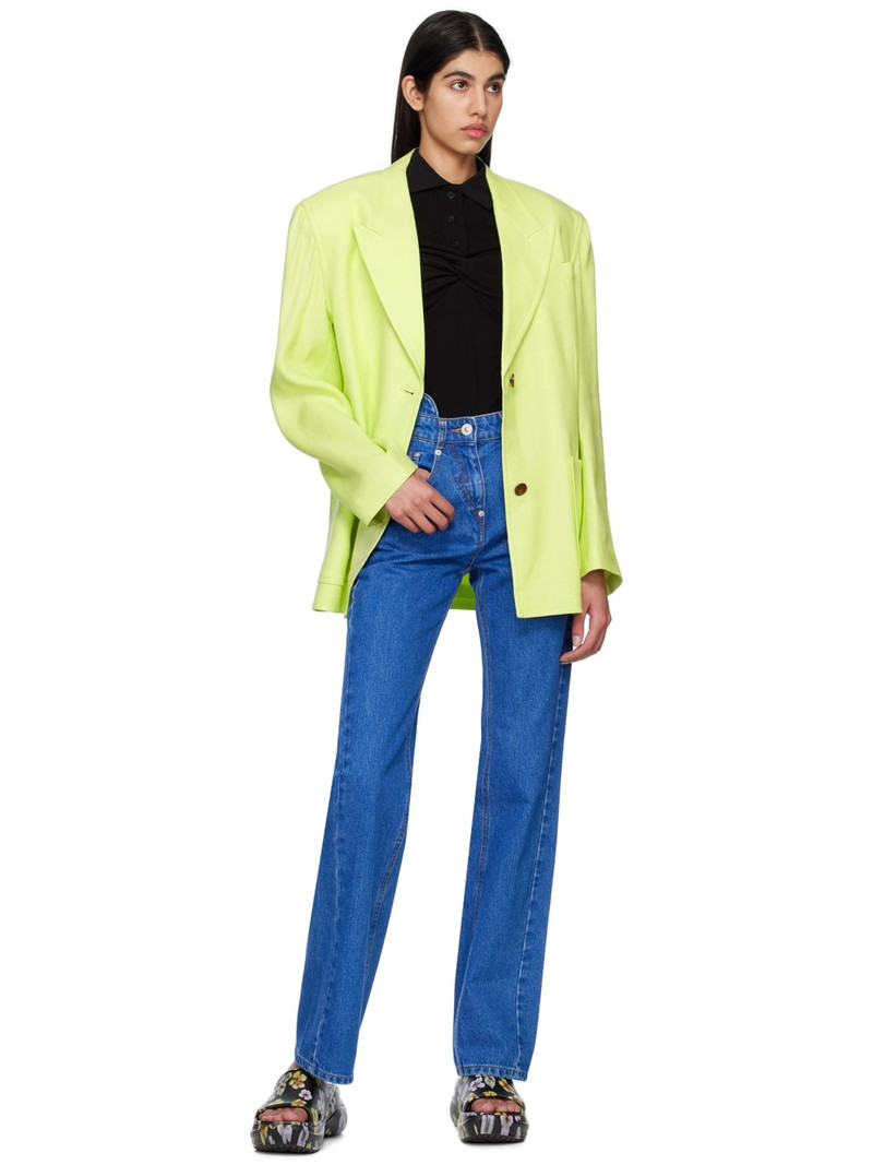pushBUTTON Green Folded Point Blazer outlook