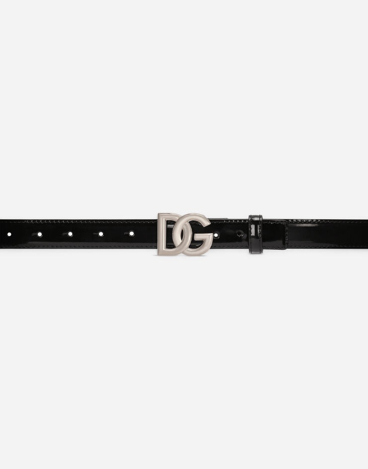 Shiny calfskin belt with DG logo - 3