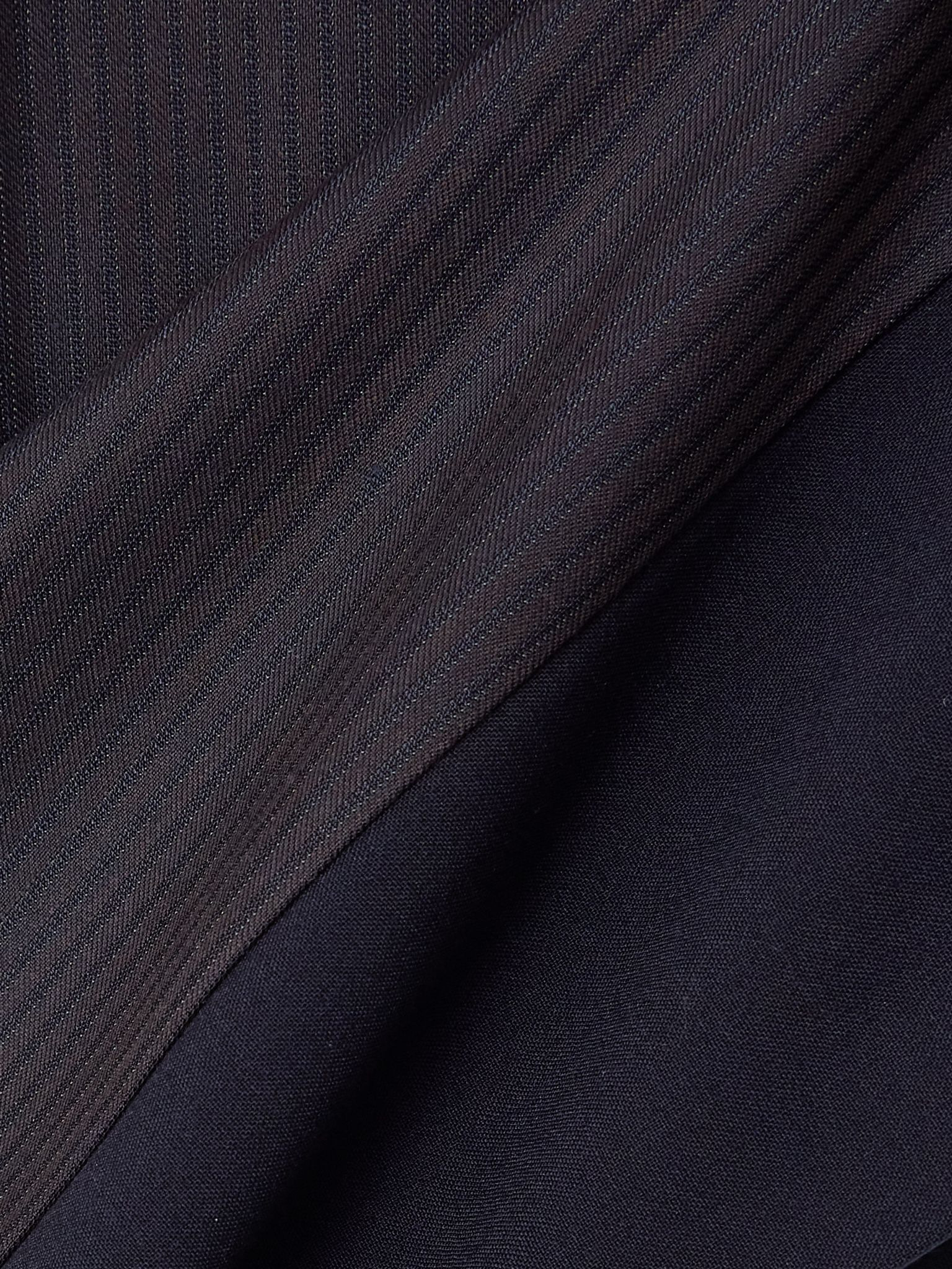 Asymmetric pleated two-tone wool-blend straight-leg pants Navy - 5