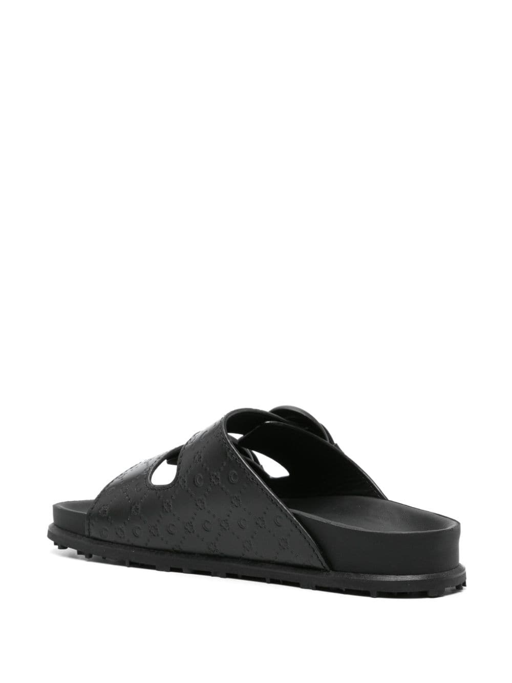 Moonogram-embossed leather slides - 3
