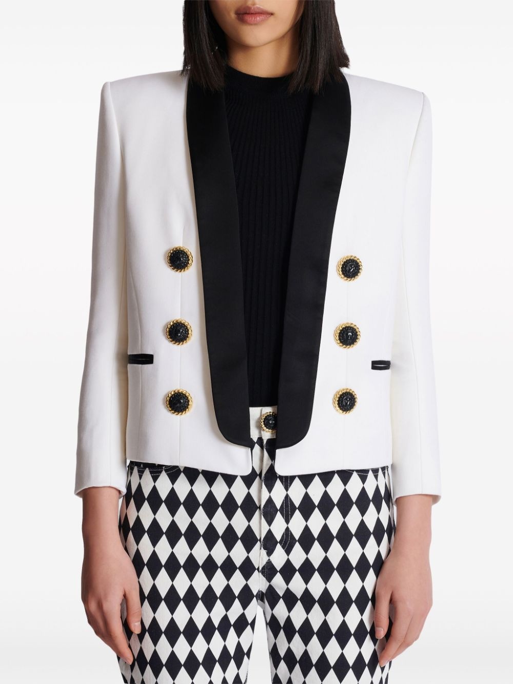 open-front wool blazer - 5