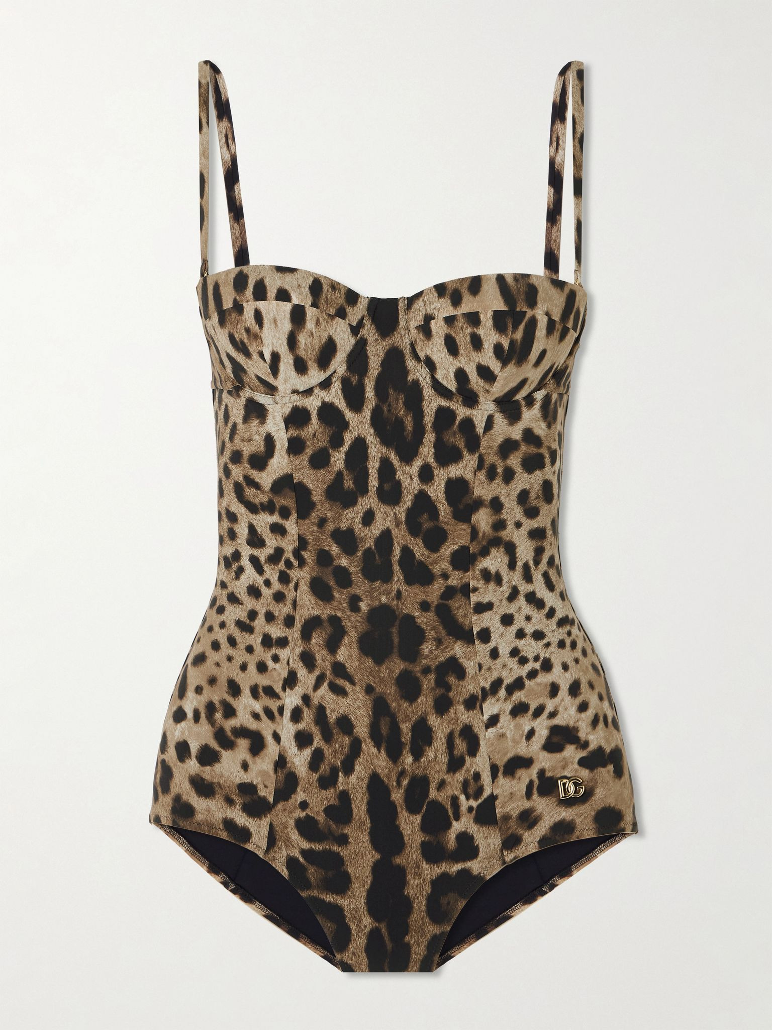 Embellished leopard-print underwired swimsuit Leopard print - 1