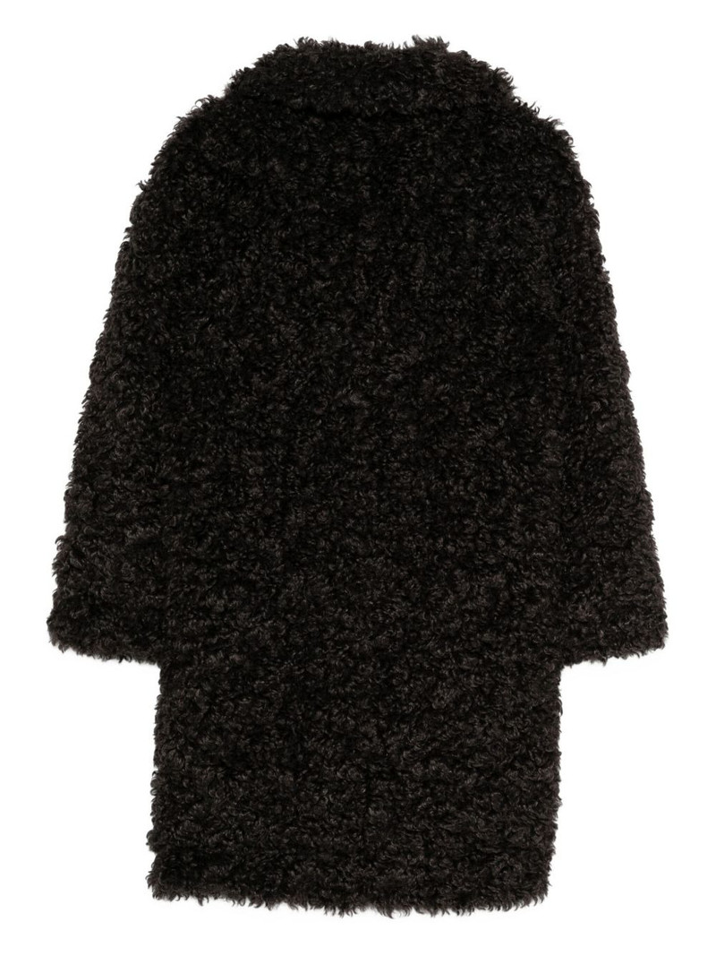 STAND STUDIO notched-collar faux-fur coat outlook