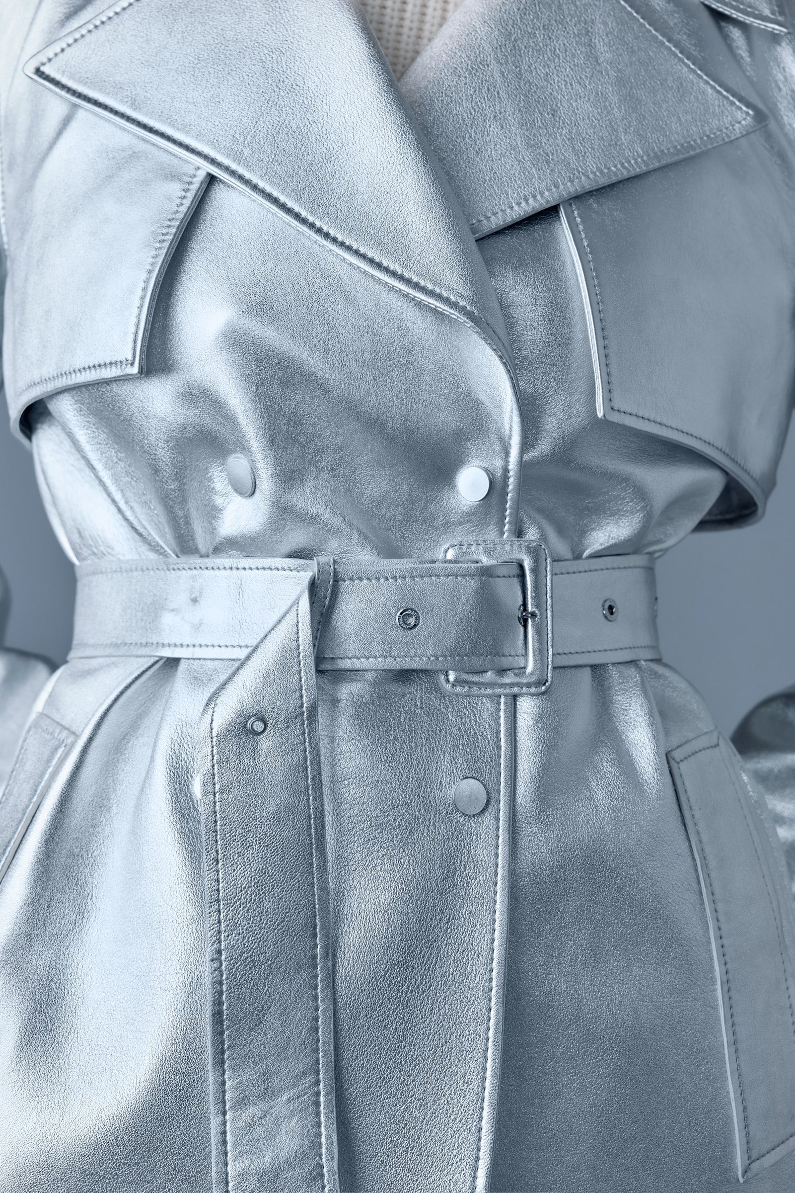 CARMELA-M Metallic laminate leather trench - 5