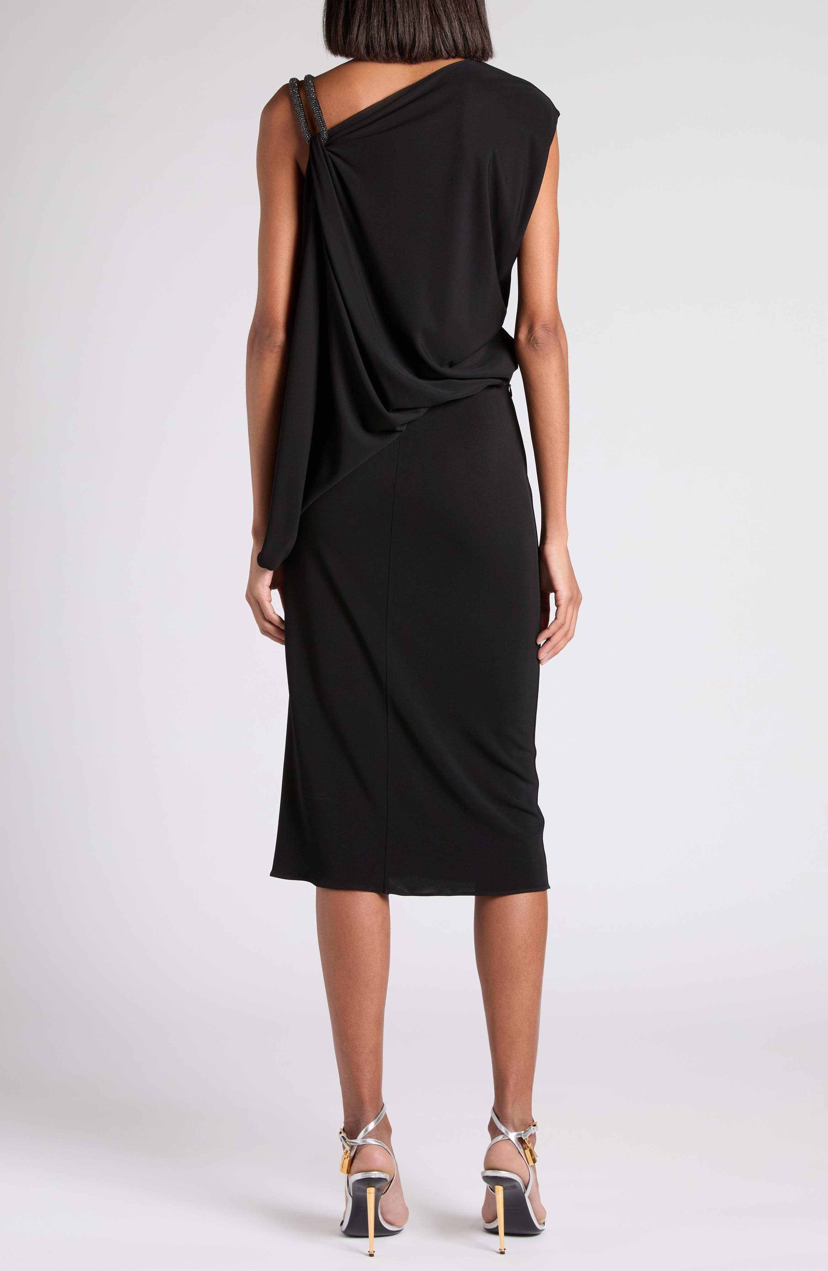 TOM FORD Pavé Strap Crepe Jersey Cocktail Dress in Black at Nordstrom - 2