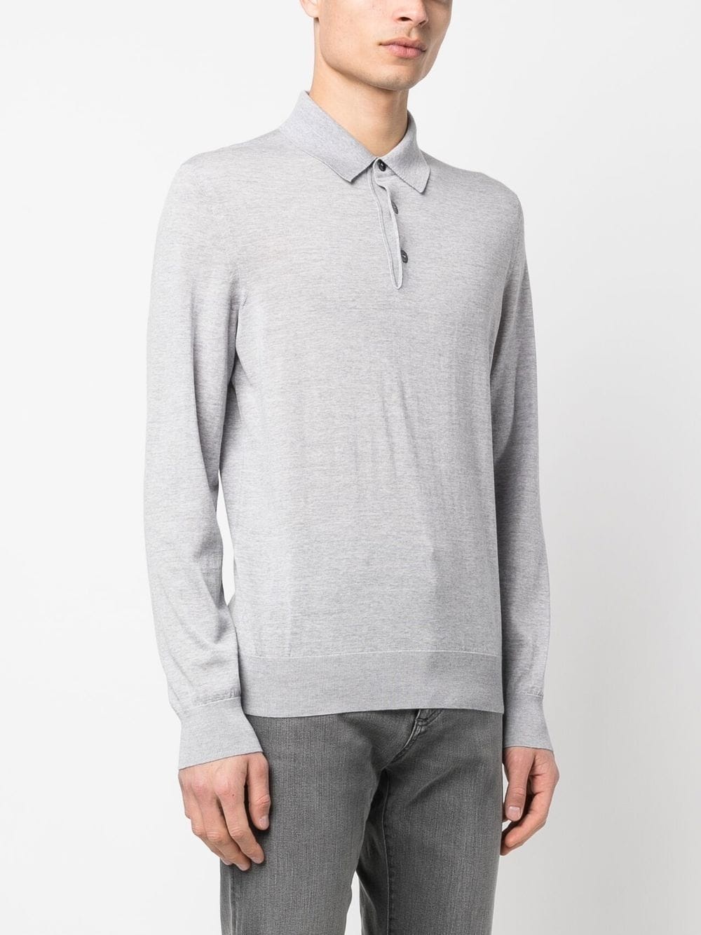 long-sleeve wool polo shirt - 3