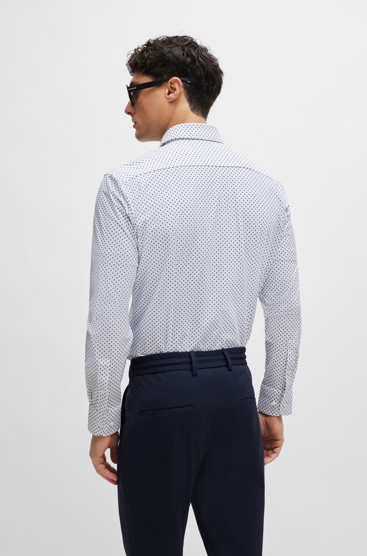 SLIM-FIT SHIRT IN PRINTED PERFORMANCE-STRETCH MATERIAL - 5
