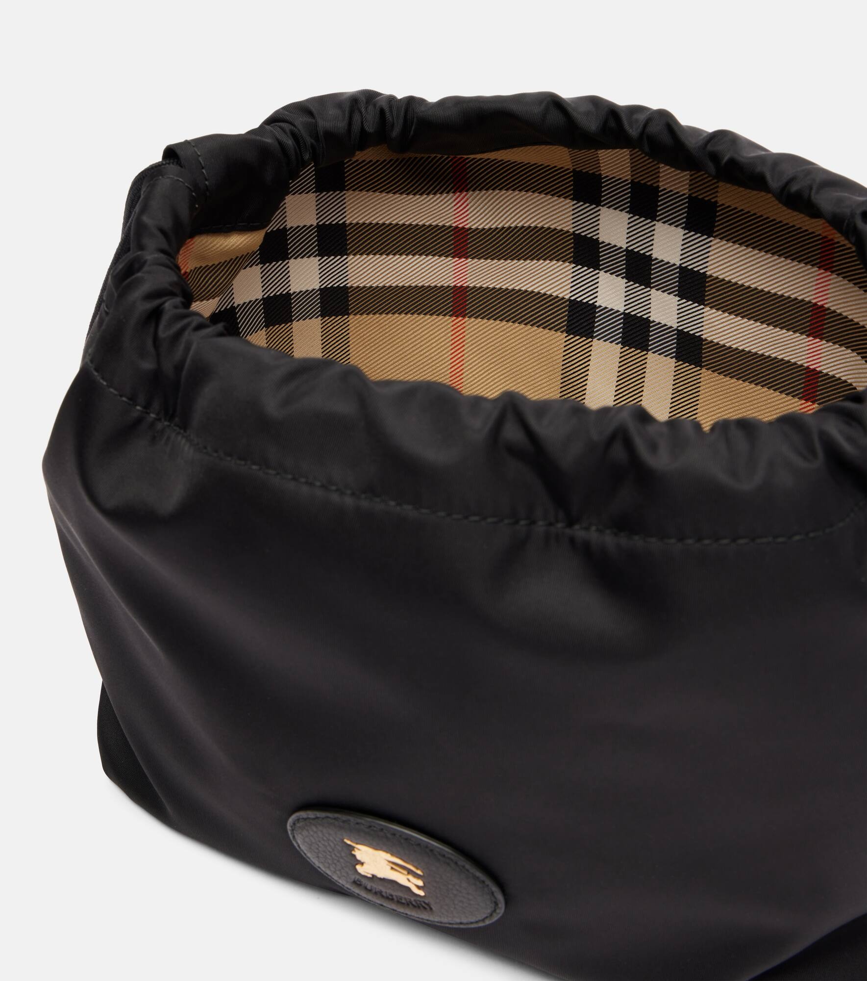 Reversible leather-trimmed pouch - 3