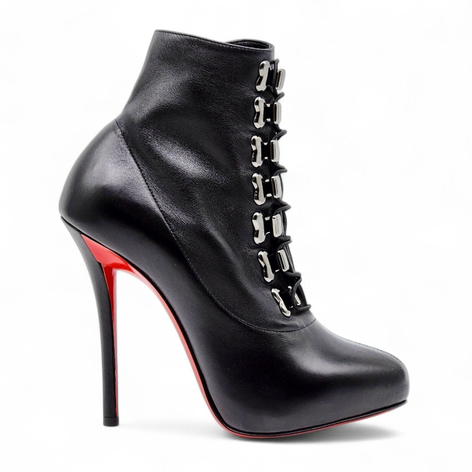Christian Louboutin Troopista 120 Leather Ankle Boots Pumps Black EU 37 US 6.5 - 2