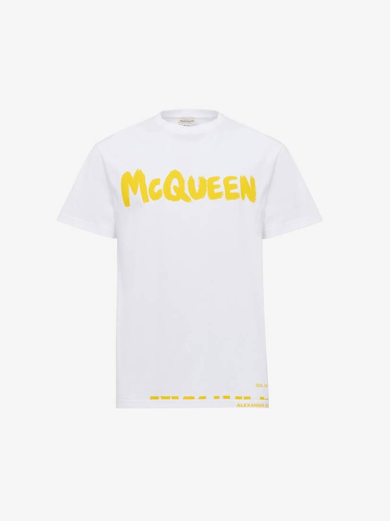 Men's McQueen Graffiti T-shirt in White/yellow 1