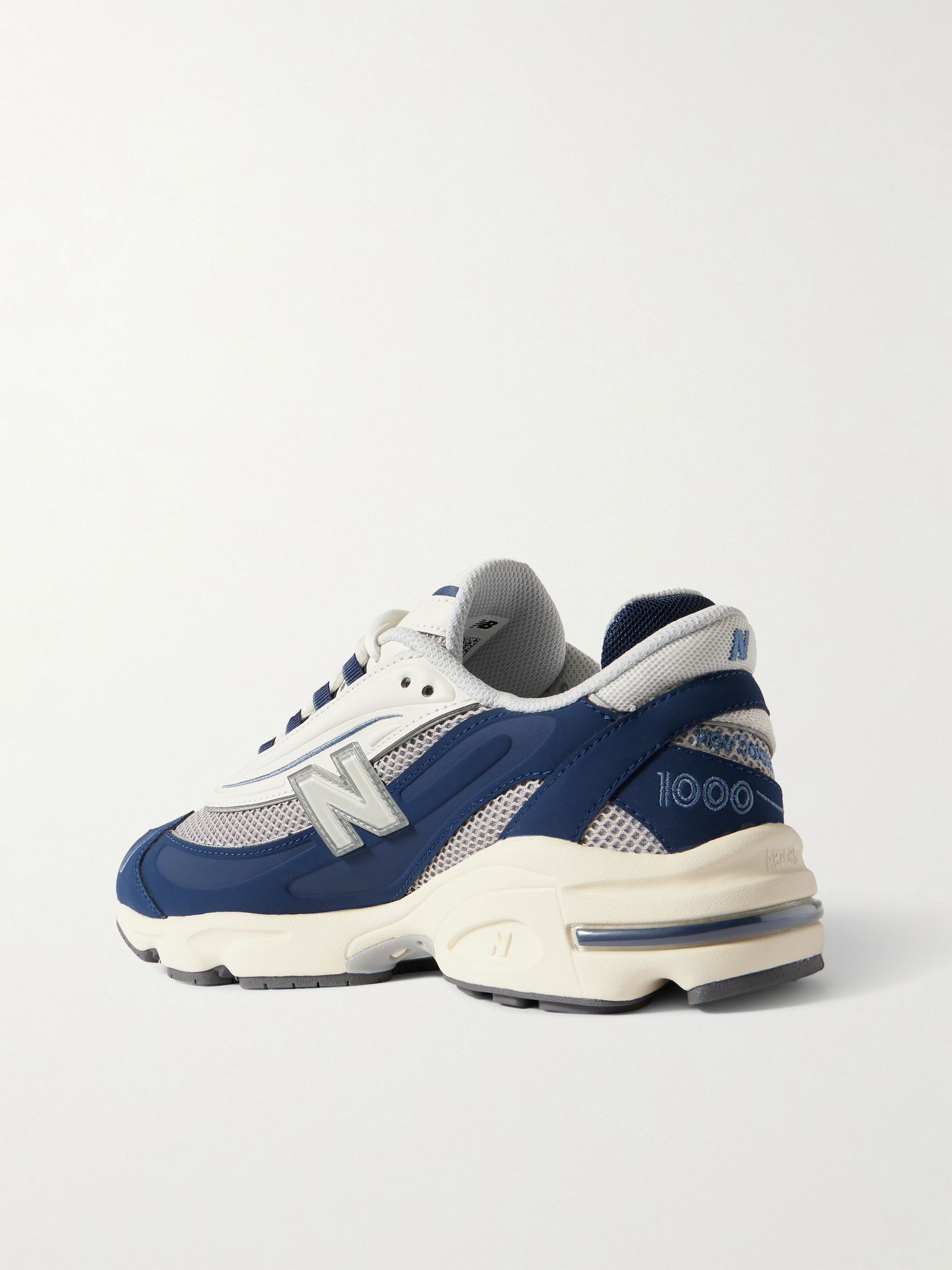 1000 Leather and Mesh Sneakers Navy - 4